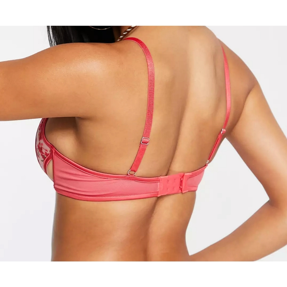 Pink Floral Embroidered Cutout Demi Bra Lost Ink ASOS - Picture 4 of 5